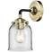 Nouveau Bell 9" High Black Brass Sconce w/ Clear Shade