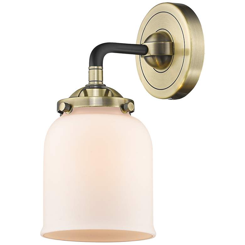 Image 1 Nouveau Bell 9" High Black Brass Sconce w/ Matte White Shade