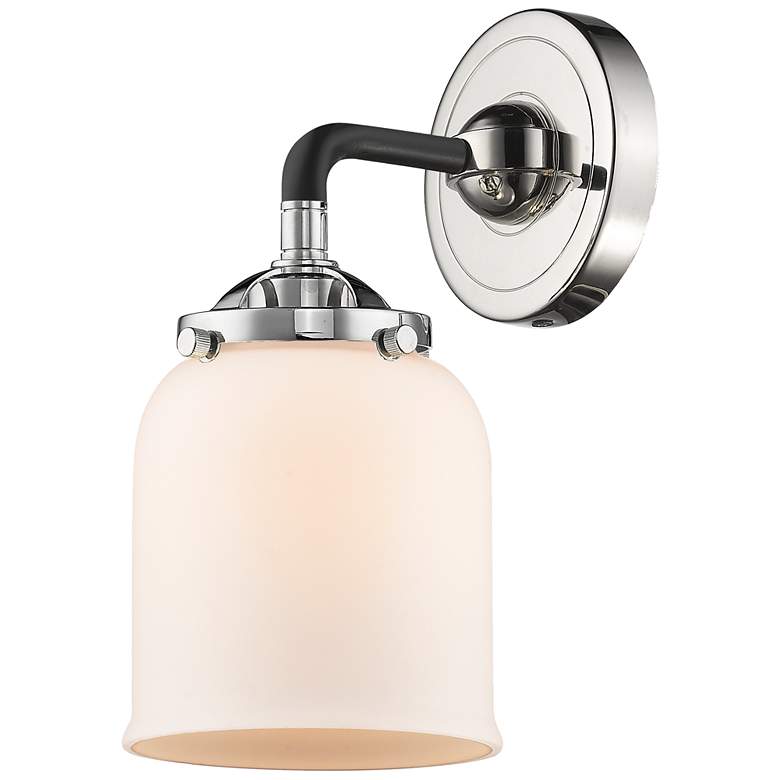 Image 1 Nouveau Bell 9" High Black Polished Nickel Sconce w/ Matte White Shade