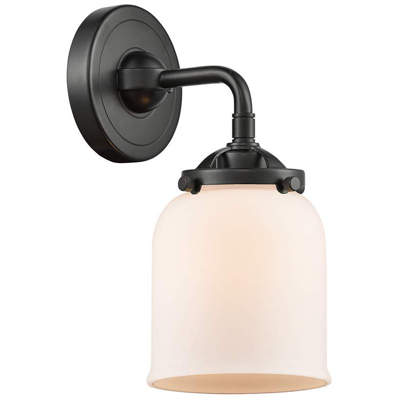 Image 1 Nouveau Bell 9" High Oil Rubbed Bronze Sconce w/ Matte White Shade