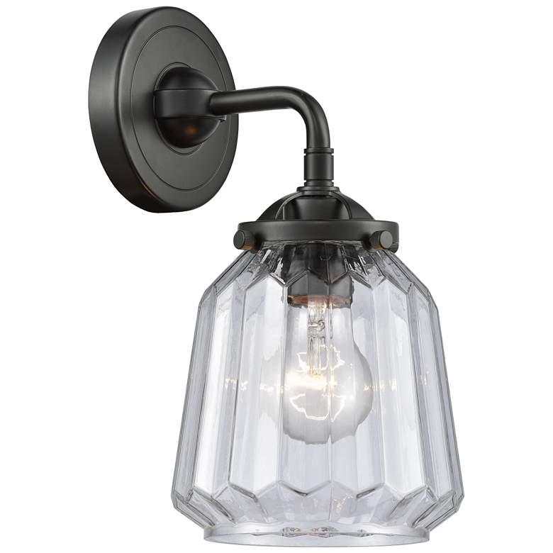 Image 1 Nouveau Chatham 9" High Oil Rubbed Bronze Sconce w/ Clear Shade