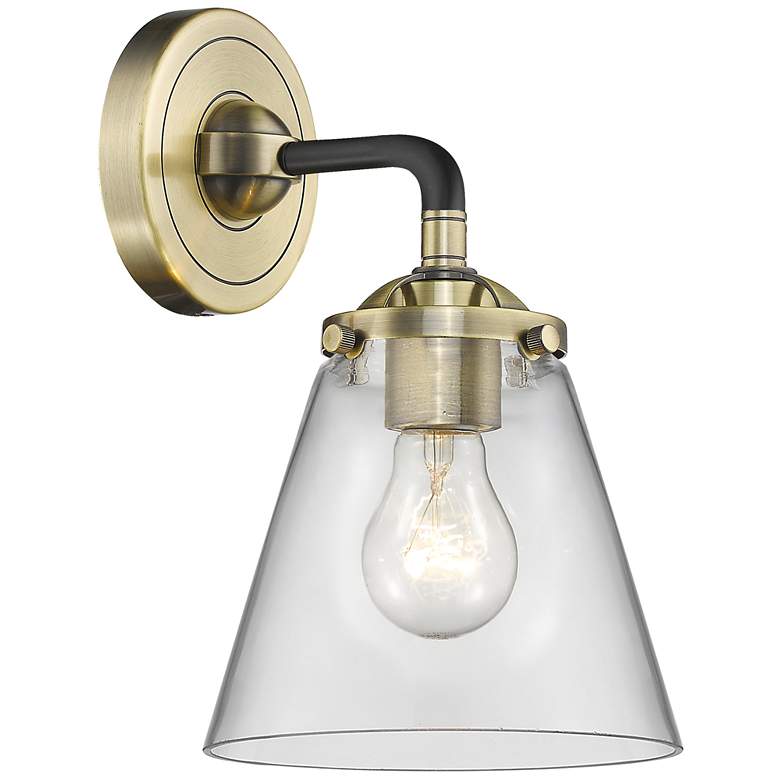 Image 1 Nouveau Cone 6" LED Sconce - Black Brass Finish - Clear Shade