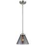 Nouveau Cone 7.75"W Brushed Nickel Stem Hung Mini Pendant w/ Smoke Sha