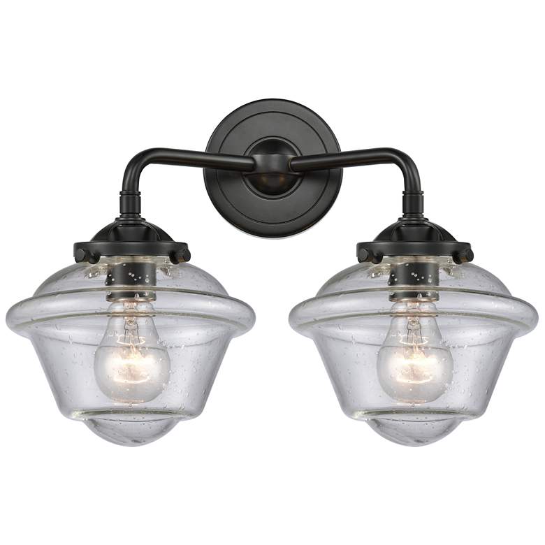 Image 1 Nouveau Oxford 15.5" Wide 2 Light Bronze Bath Vanity Light w/ Seedy Sh