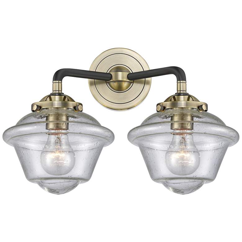 Image 1 Nouveau Oxford 15.5"W 2 Light Black Brass Bath Vanity Light w/ Seedy S