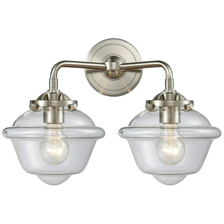 Image 1 Nouveau Oxford 15.5"W 2 Light Brushed Nickel Bath Light w/ Clear Shade