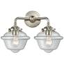 Nouveau Oxford 15.5"W 2 Light Brushed Nickel Bath Light w/ Clear Shade