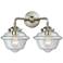 Nouveau Oxford 15.5"W 2 Light Brushed Nickel Bath Light w/ Clear Shade
