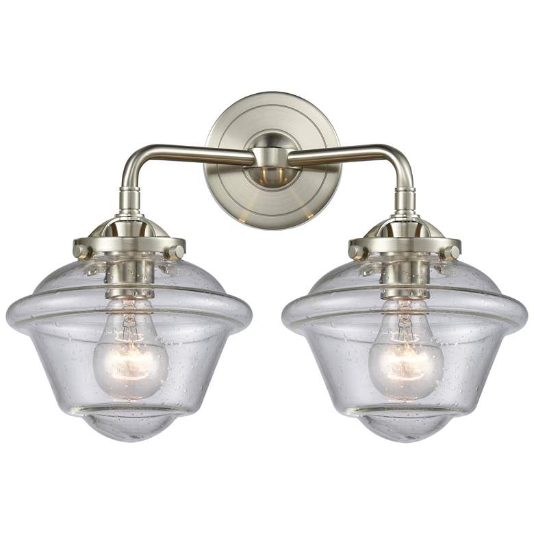 Image 1 Nouveau Oxford 15.5"W 2 Light Brushed Nickel Bath Light w/ Seedy Shade