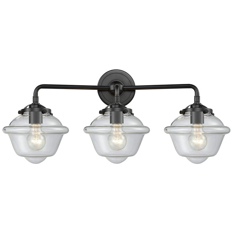 Image 1 Nouveau Oxford 25.5" Wide 3 Light Bronze Bath Vanity Light w/ Clear Sh