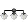 Nouveau Oxford 25.5" Wide 3 Light Bronze Bath Vanity Light w/ Clear Sh