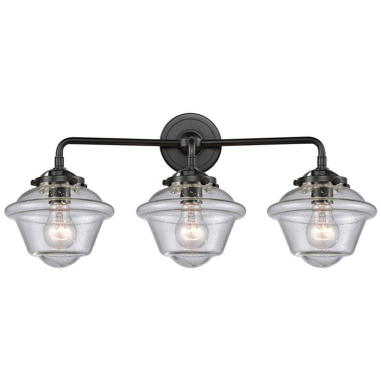 Image 1 Nouveau Oxford 25.5" Wide 3 Light Bronze Bath Vanity Light w/ Seedy Sh