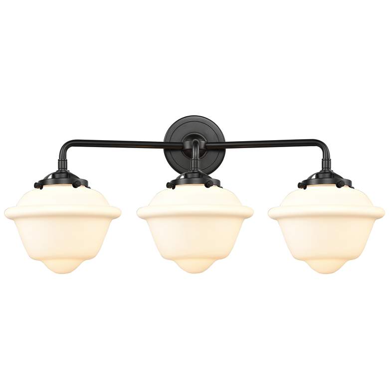 Image 1 Nouveau Oxford 25.5" Wide 3 Light Bronze Bath Vanity Light w/ White Sh