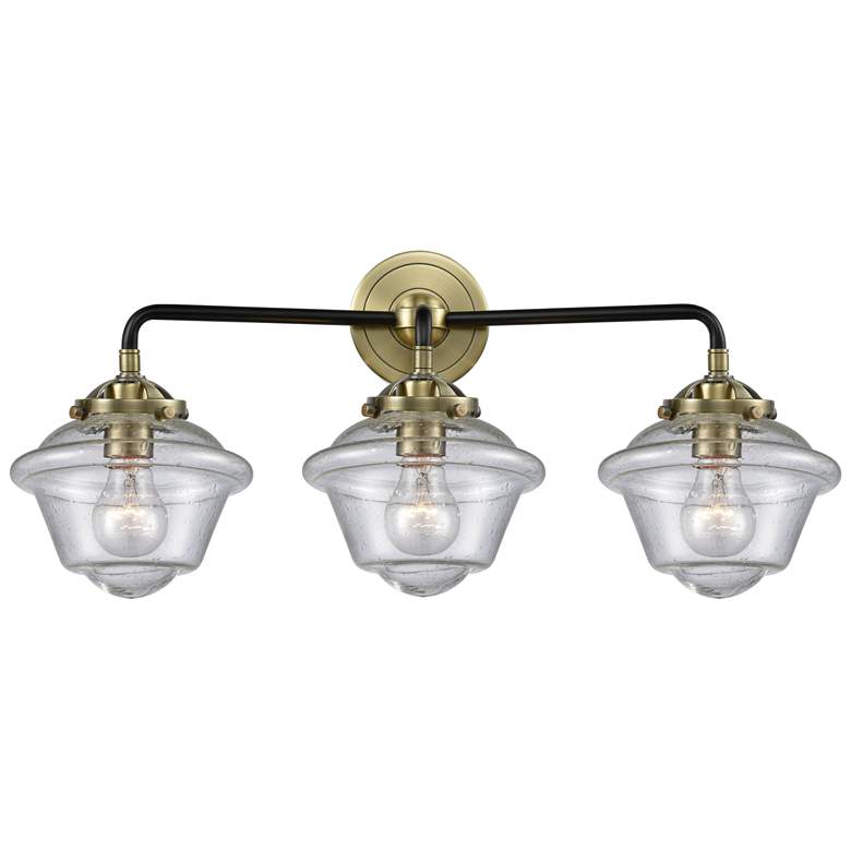 Image 1 Nouveau Oxford 25.5"W 3 Light Black Brass Bath Vanity Light w/ Seedy S