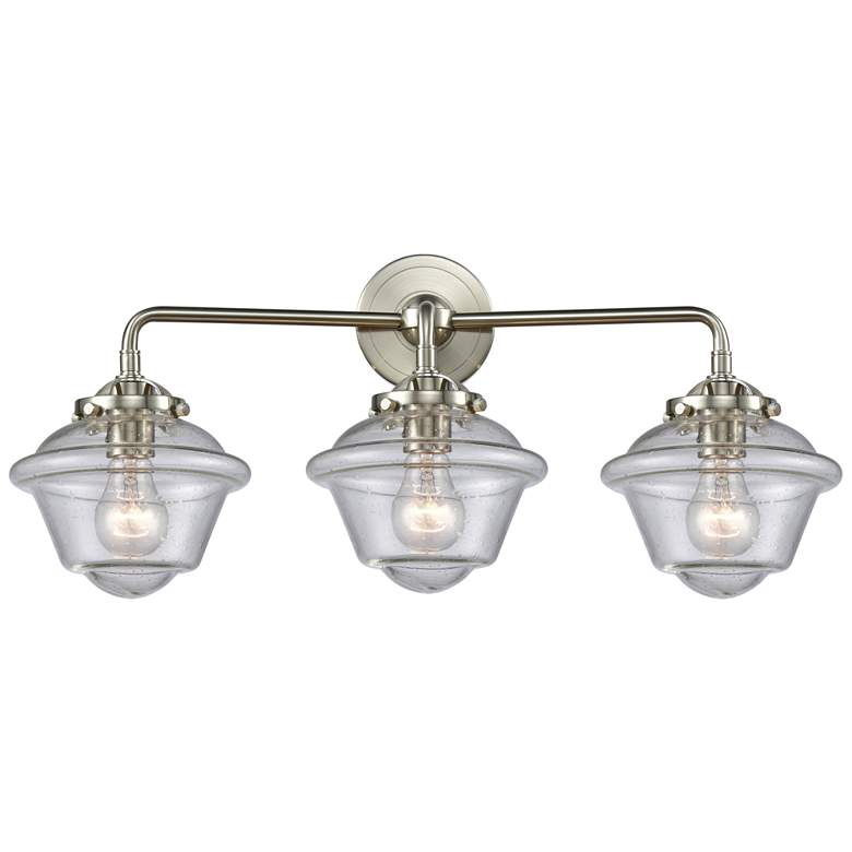Image 1 Nouveau Oxford 25.5"W 3 Light Brushed Nickel Bath Light w/ Seedy Shade