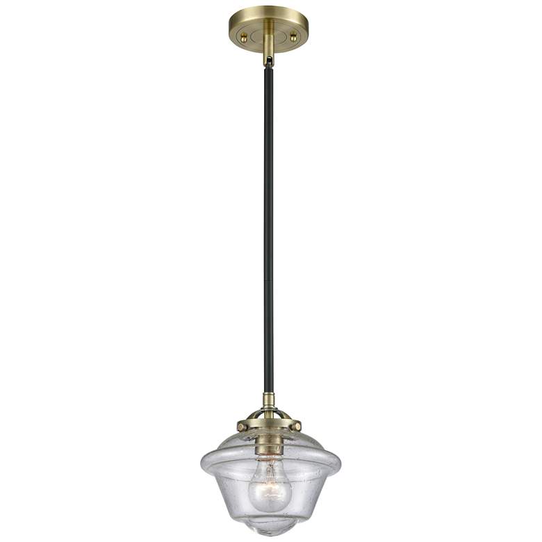Image 1 Nouveau Oxford 7.5" Wide Black Brass Stem Hung Mini Pendant w/ Seedy S