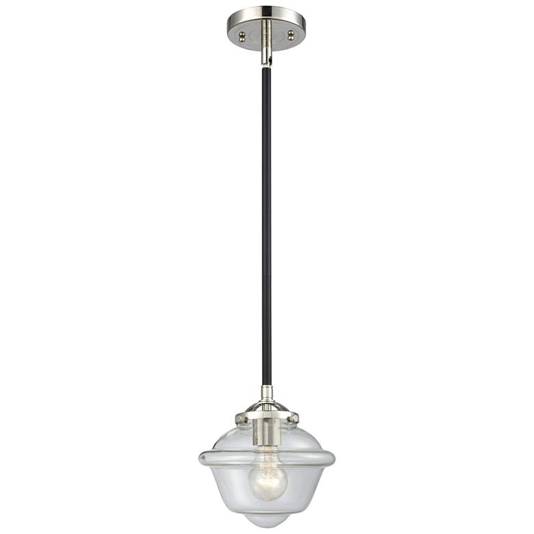 Image 1 Nouveau Oxford 7.5"W Black Nickel Stem Hung Mini Pendant w/ Clear Shad