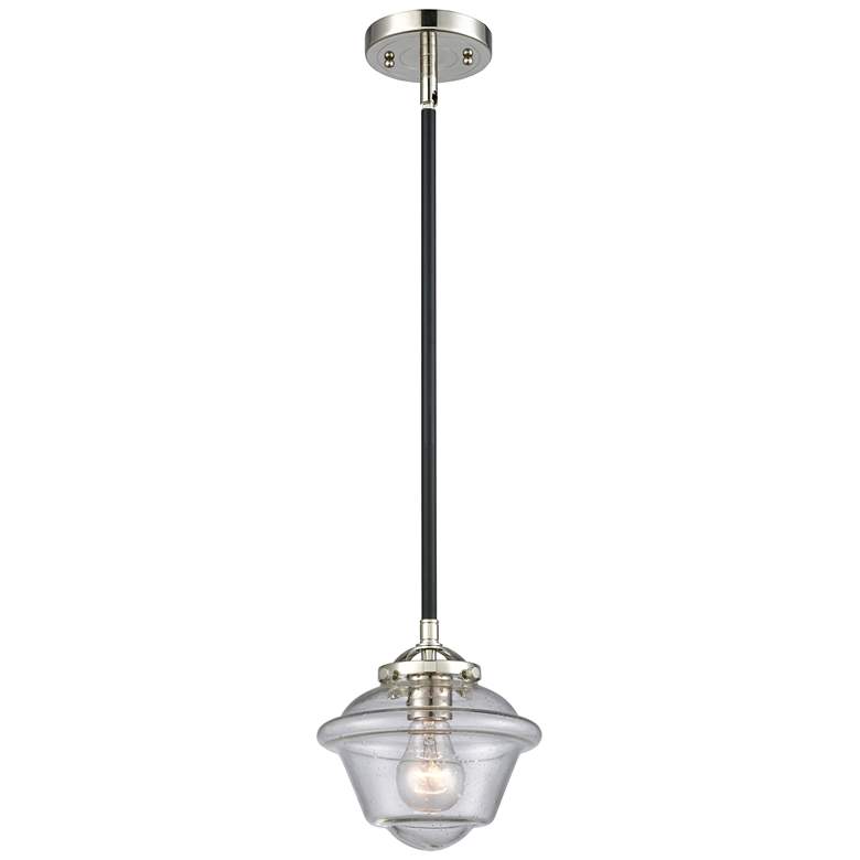 Image 1 Nouveau Oxford 7.5"W Black Nickel Stem Hung Mini Pendant w/ Seedy Shad