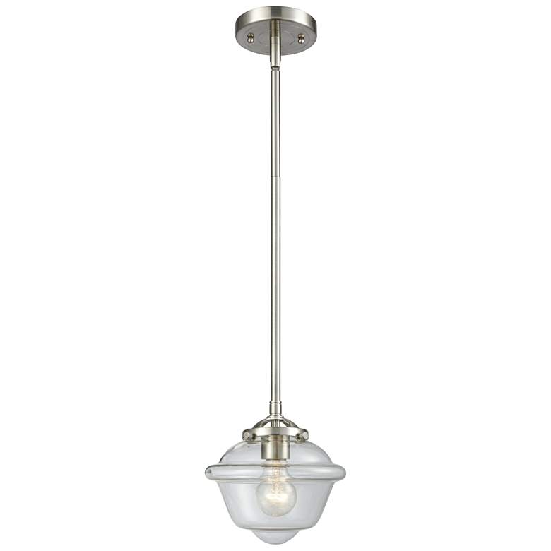 Image 1 Nouveau Oxford 7.5"W Brushed Nickel Stem Hung Mini Pendant w/ Clear Sh