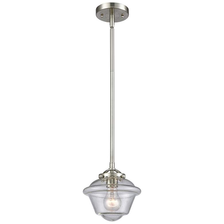 Image 1 Nouveau Oxford 7.5"W Brushed Nickel Stem Hung Mini Pendant w/ Seedy Sh
