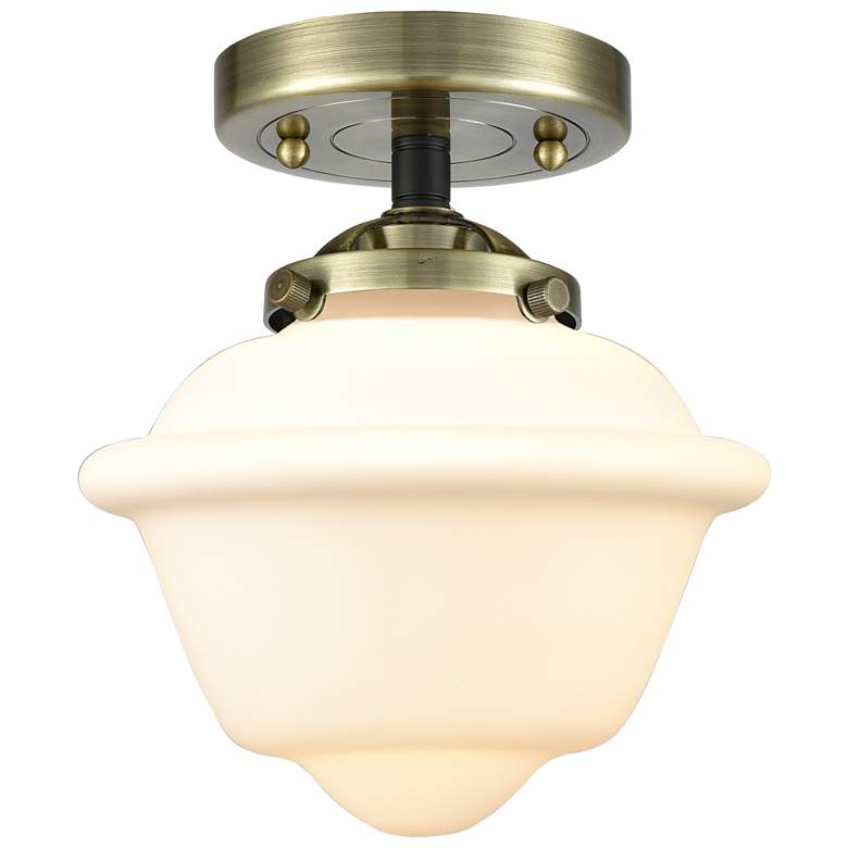 Image 1 Nouveau Oxford 8" LED Semi-Flush Mount - Black Brass - Matte White