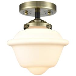 Nouveau Oxford 8" LED Semi-Flush Mount - Black Brass - Matte White
