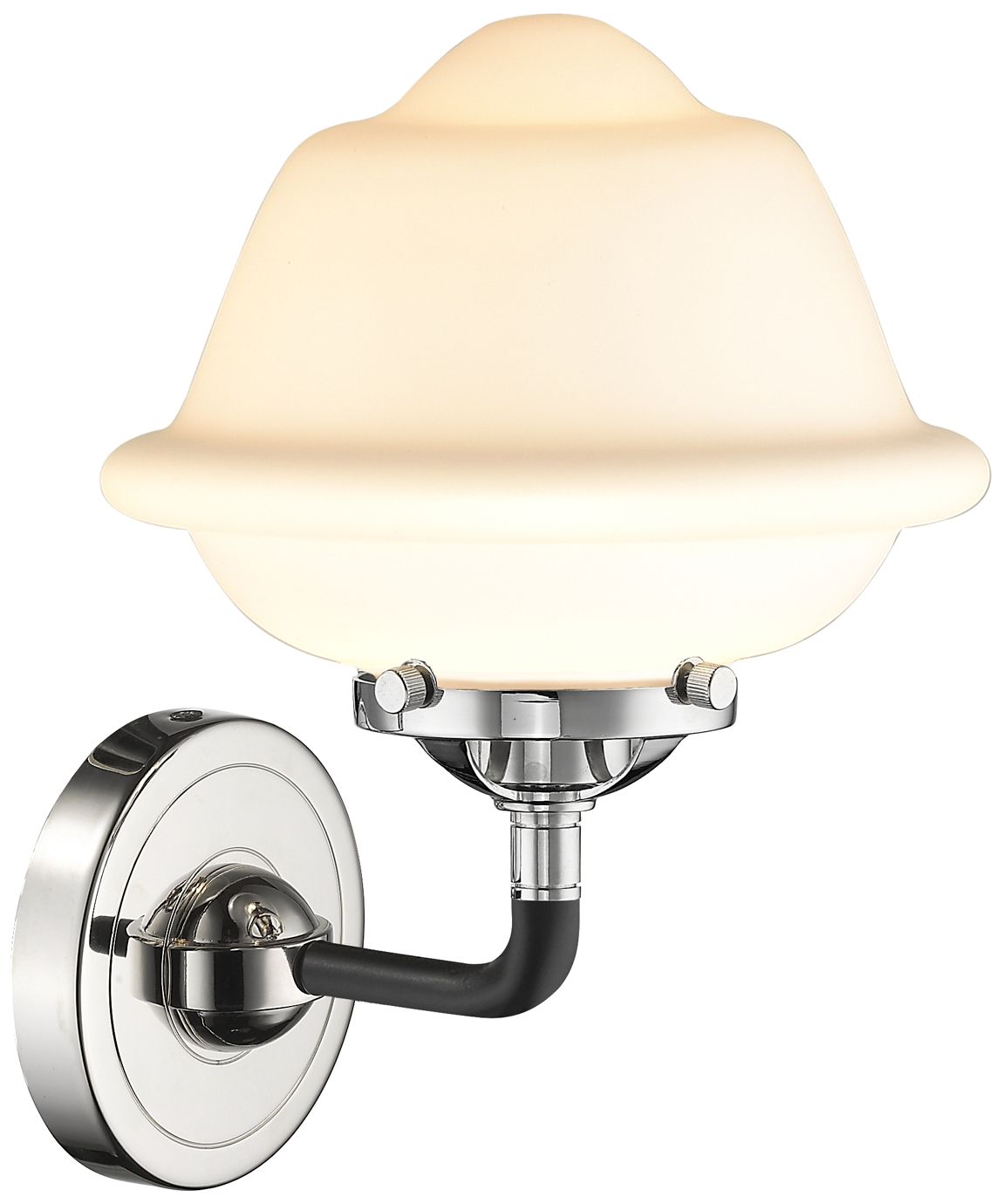 Image 2 Nouveau Oxford 9" High Black Polished Nickel Sconce w/ Matte White Sha more views