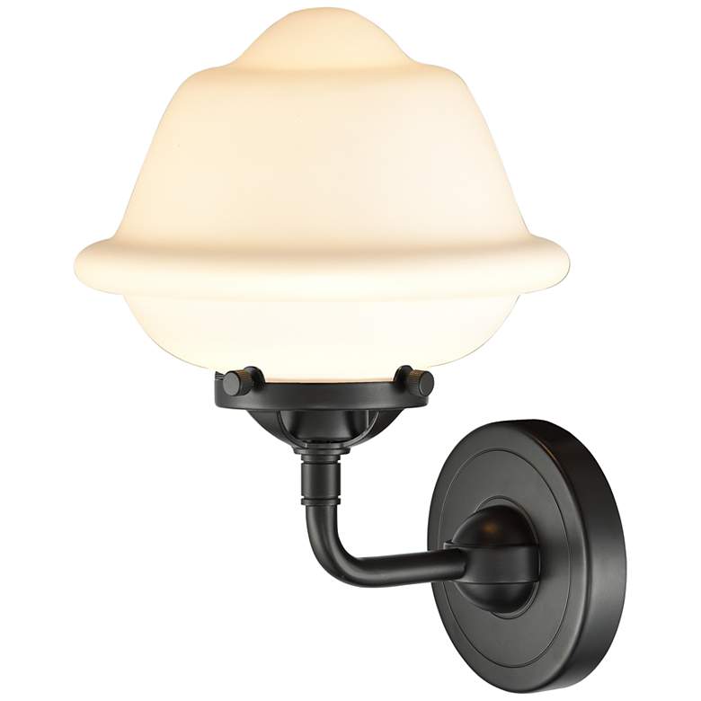 Image 2 Nouveau Oxford 9" High Oil Rubbed Bronze Sconce w/ Matte White Shade more views