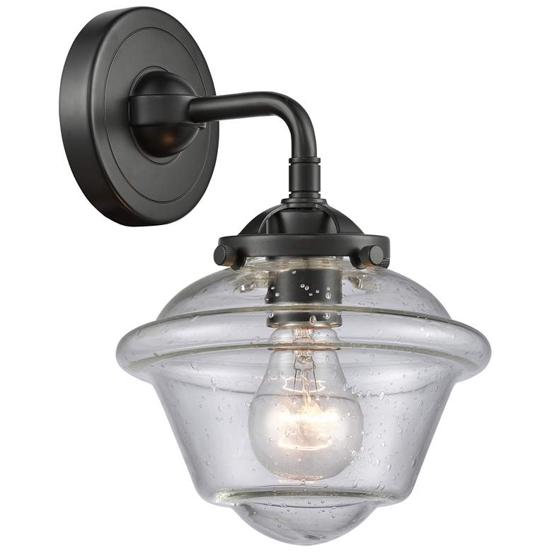 Image 1 Nouveau Oxford 9" High Oil Rubbed Bronze Sconce w/ Seedy Shade
