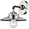 Nouveau Railroad 5.25" High Black Nickel Sconce w/ Polished Nickel Sha