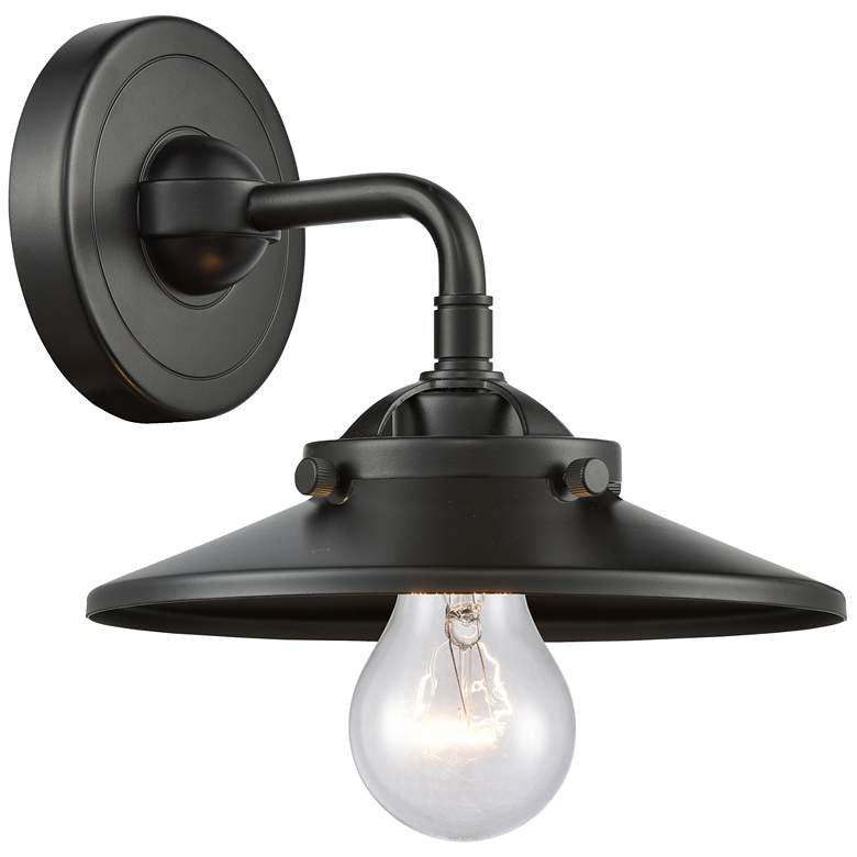 Image 1 Nouveau Railroad 5.25" High Bronze Sconce w/ Bronze Shade