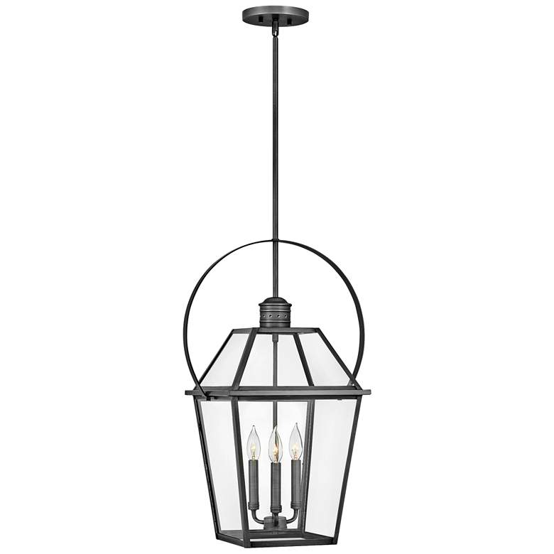 Image 1 Nouvelle 26 1/2" High Blackened Brass Outdoor Hanging Light