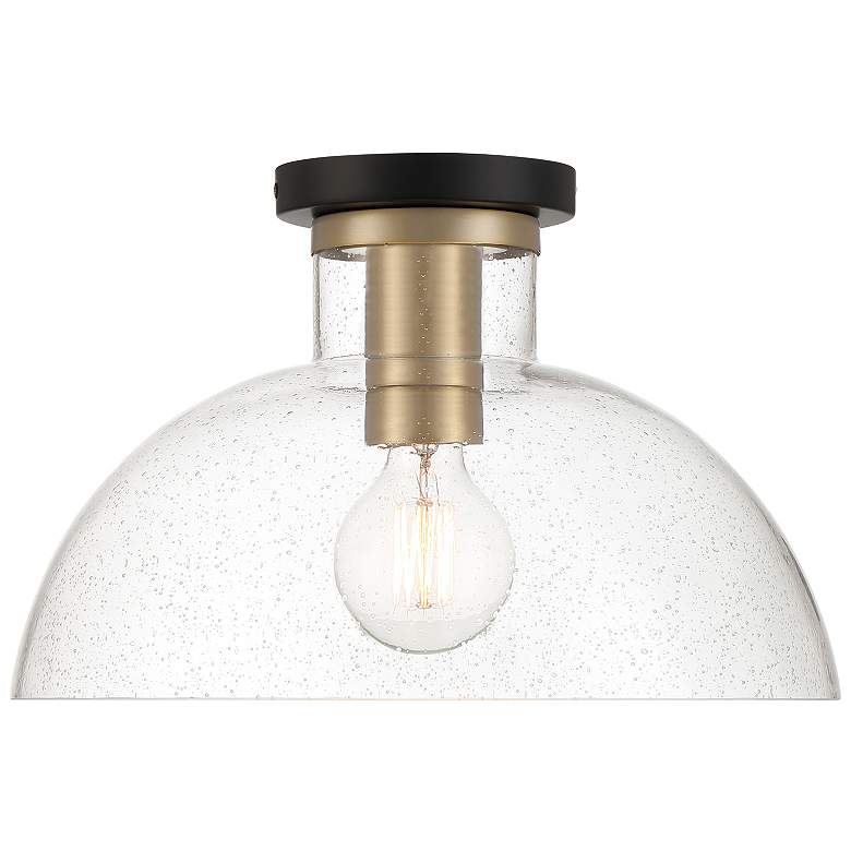 Image 1 Nova 14 in. 1-Light Matte Black Modern Semi Flush Mount Light