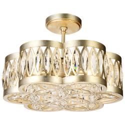 Nova 16" Wide 6-Light Modern Crystal and Champagne Gold Ceiling Light