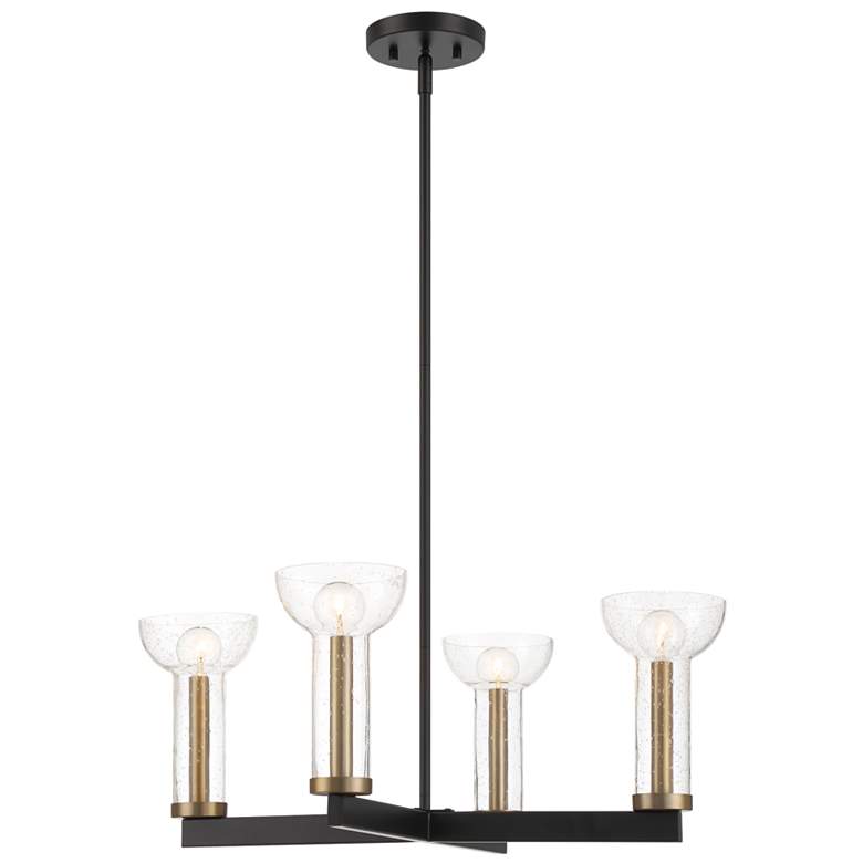 Image 1 Nova 25 in. 4-Light Matte Black Modern Chandelier with Glass Shades