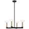 Nova 25 in. 4-Light Matte Black Modern Chandelier with Glass Shades