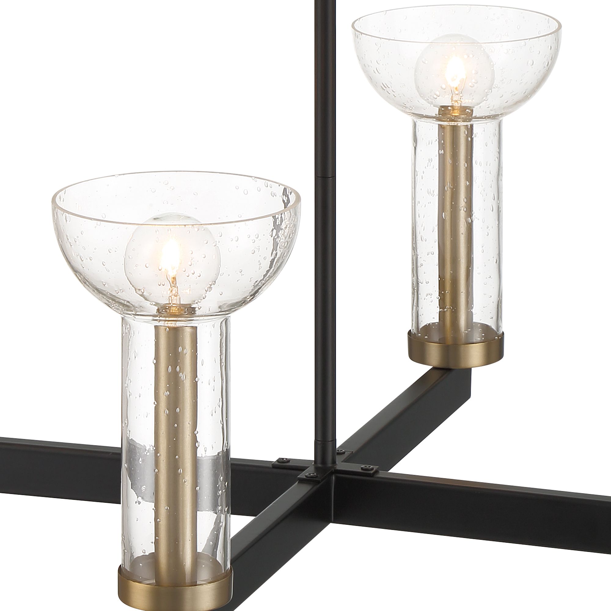 Image 3 Nova 25 in. 4-Light Matte Black Modern Chandelier with Glass Shades more views