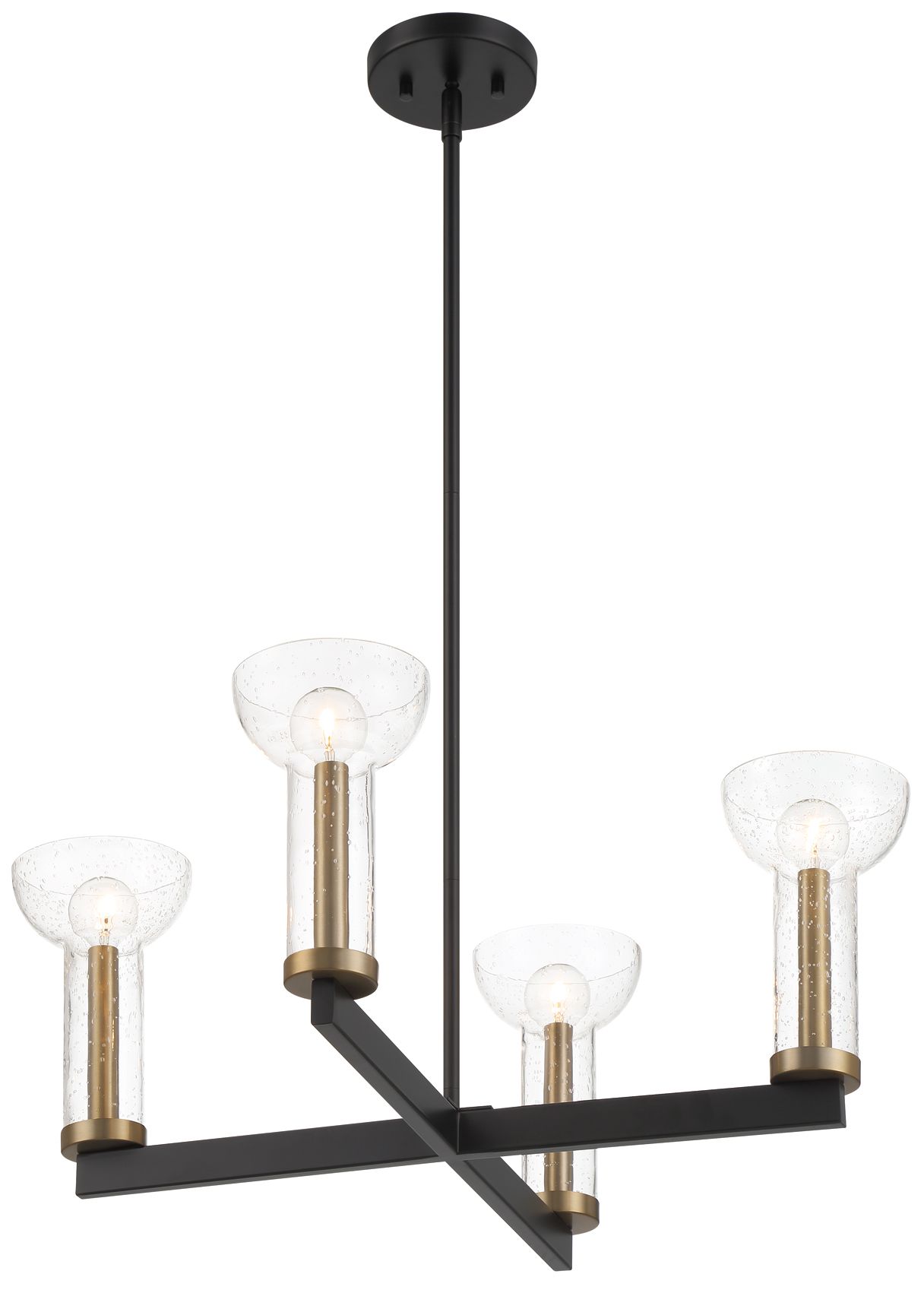 Image 5 Nova 25 in. 4-Light Matte Black Modern Chandelier with Glass Shades more views