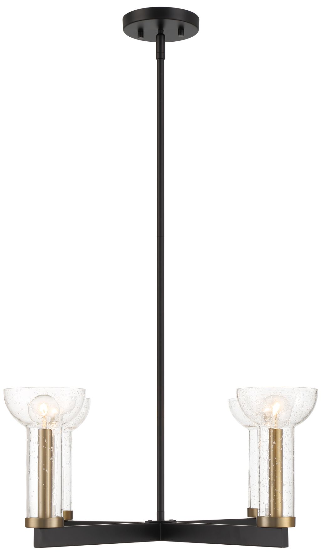 Image 6 Nova 25 in. 4-Light Matte Black Modern Chandelier with Glass Shades more views