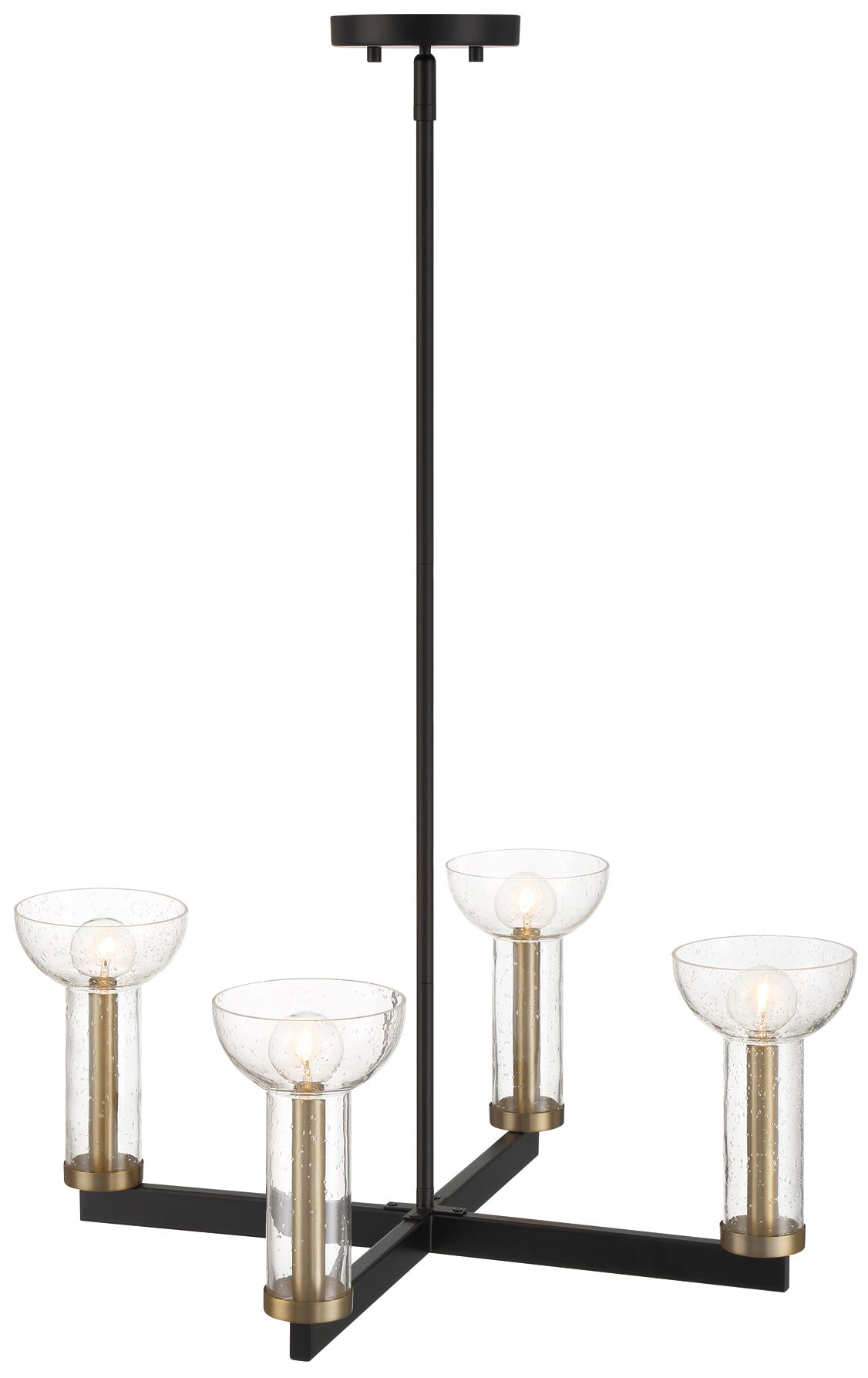 Image 7 Nova 25 in. 4-Light Matte Black Modern Chandelier with Glass Shades more views