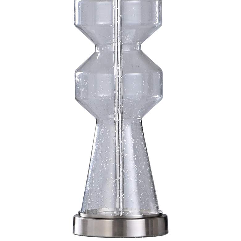 Image 3 Nova 29" Clear Seeded Glass and Brushed Steel Metal Table Lamp more views