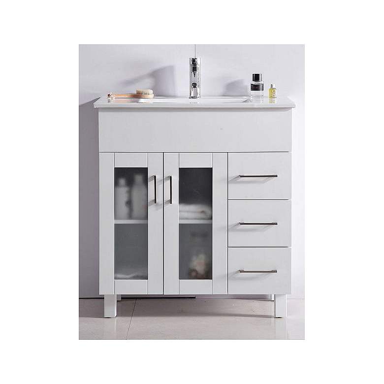 Image 1 Nova 32 inch White Single Sink Vanity with Ceramic Basin