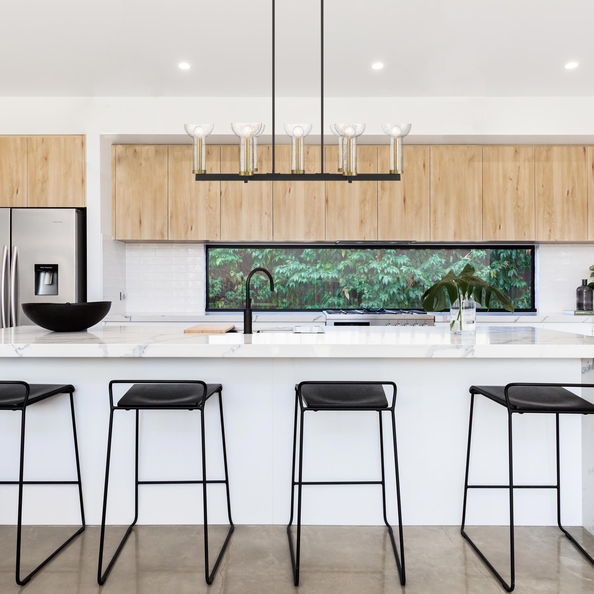 Nova 38 in. 7-Light Matte Black Modern Island Pendant Light