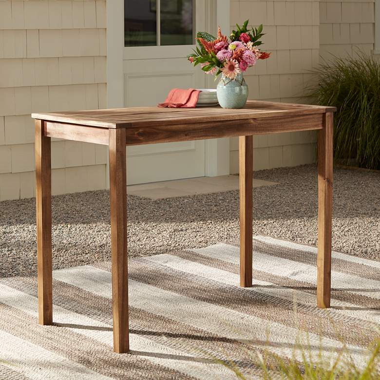 Image 2 Nova 48 inch Wide Natural Wood Outdoor Bar Table