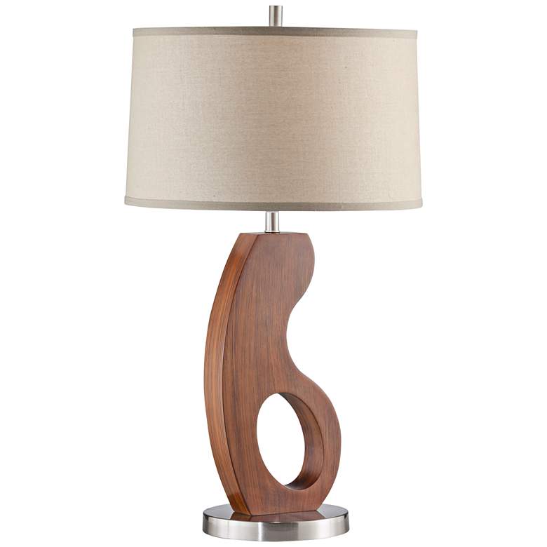 Image 1 Nova Apostrophe Medium Brown Wood Table Lamp
