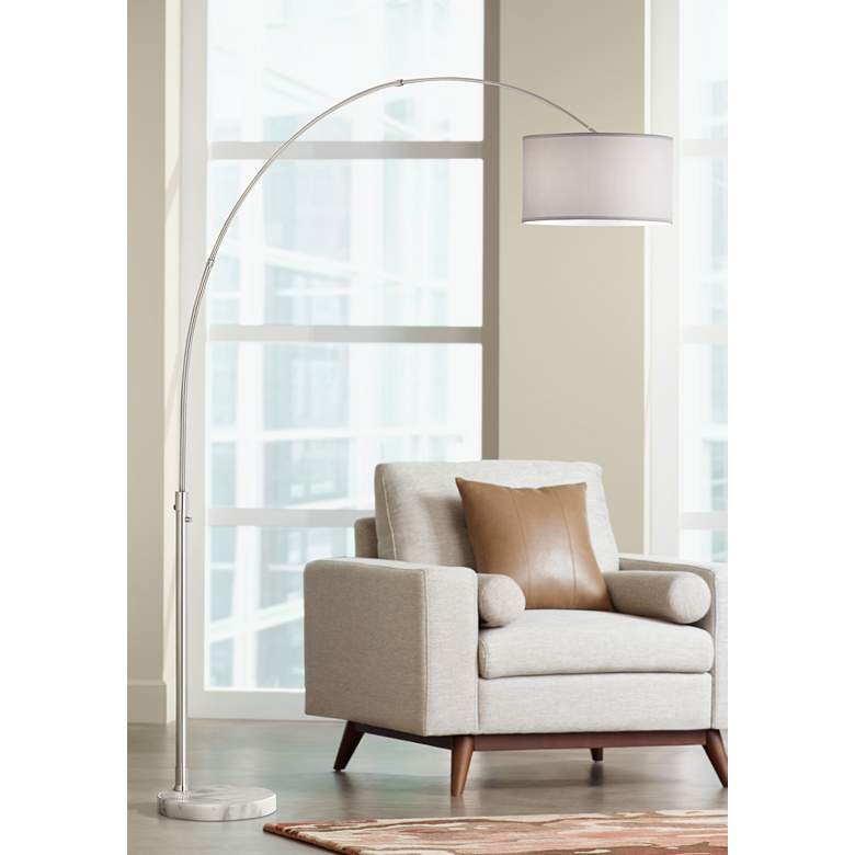 Image 1 Nova Arcing Linen Shade Arc Floor Lamp