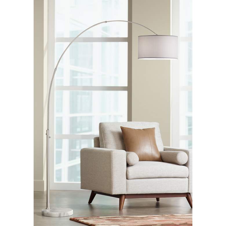 Image 1 Nova Arcing Linen Shade Arc Floor Lamp