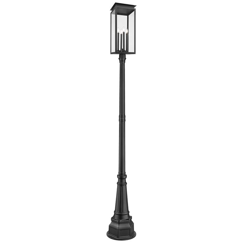 Image 1 Nova by Z-Lite Black 14.25 inch 4 Light Outdoor Post Mounted Fixture