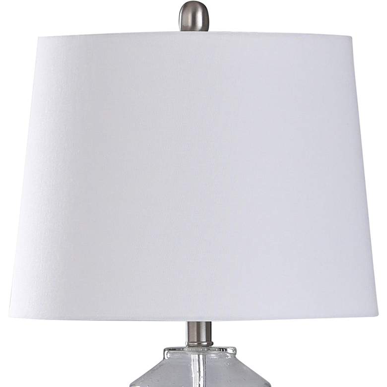 Image 2 Nova Clear Seeded Glass and Brushed Steel Metal Table Lamp more views