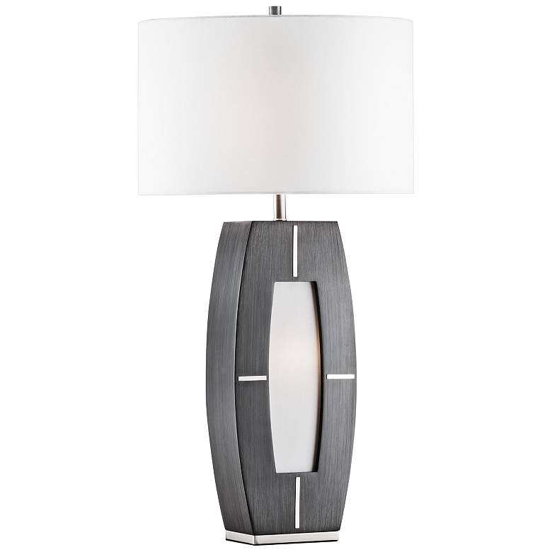 Image 1 Nova Delacy Charcoal Gray Wood Table Lamp with Night Light